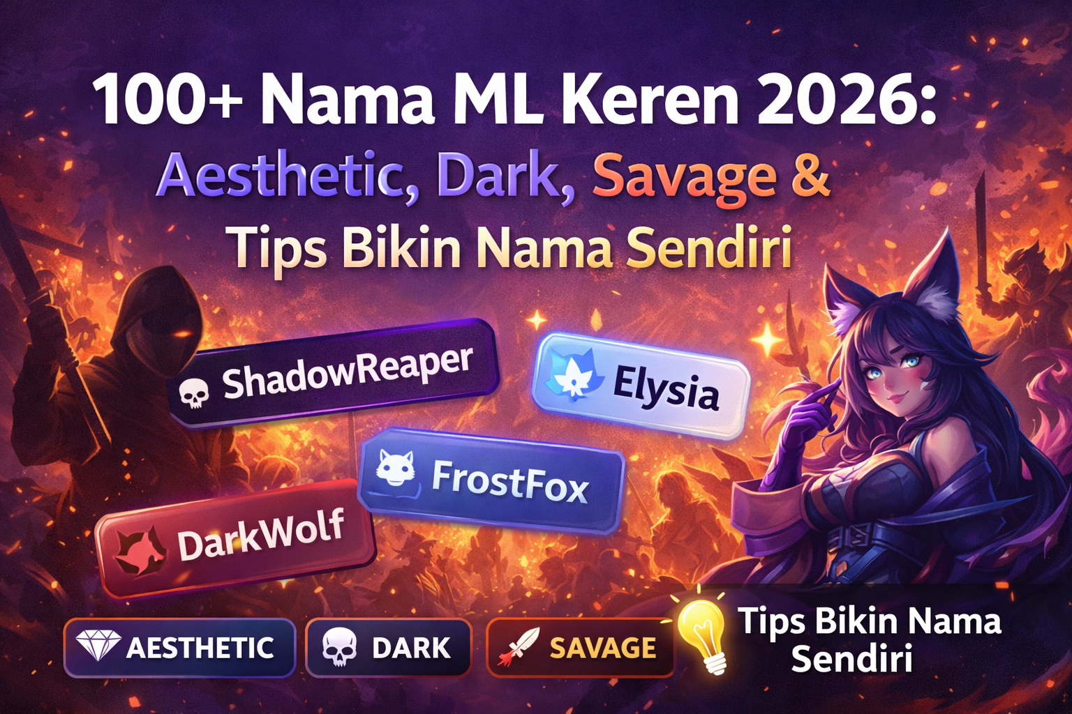 100+ Nama ML Keren 2026 Aesthetic, Dark & Savage