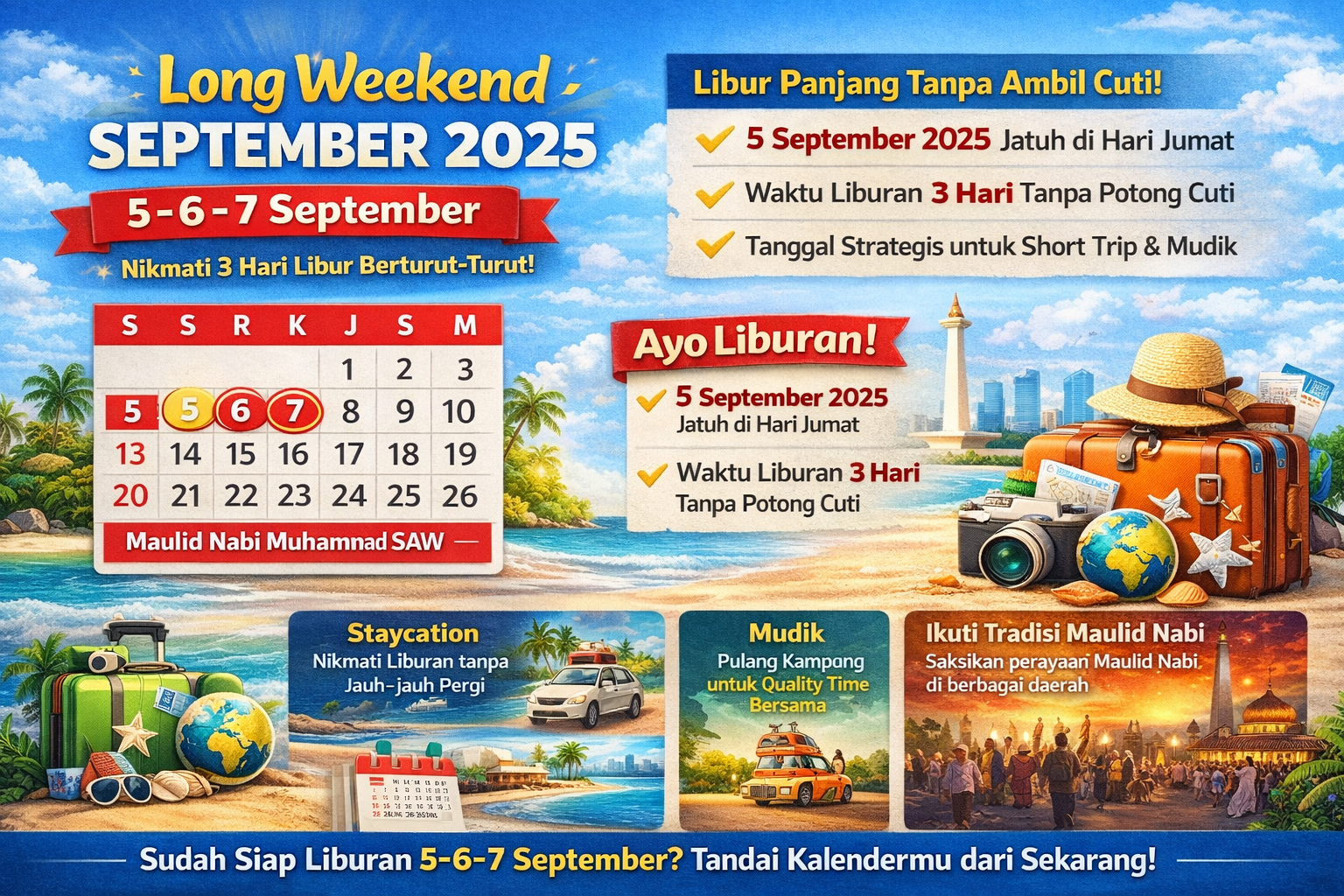 Tanggal Merah September 2025 : Jadwal Libur & Long Weekend