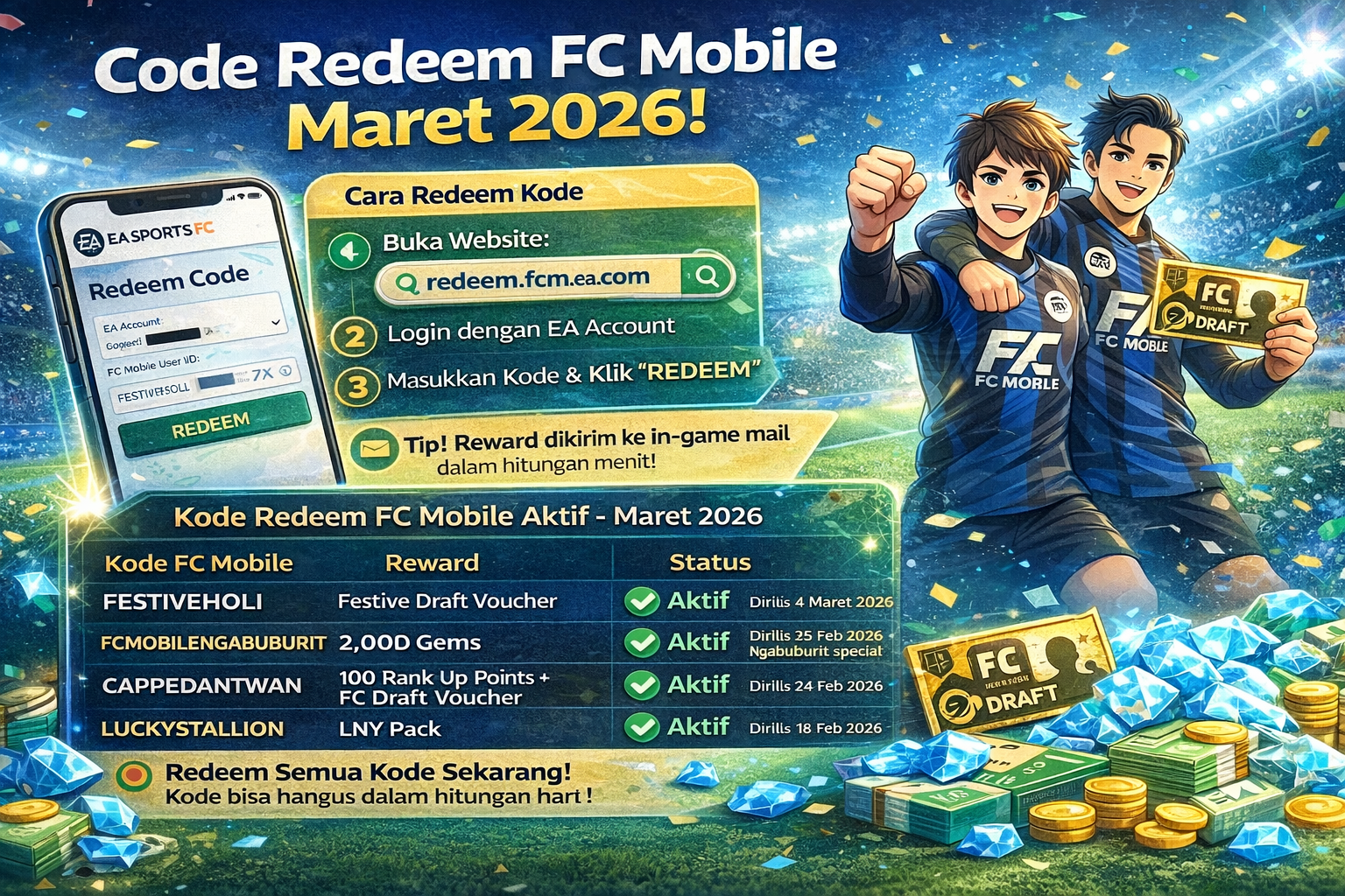 Code Redeem FC Mobile Maret 2026 Kode Aktif + Cara