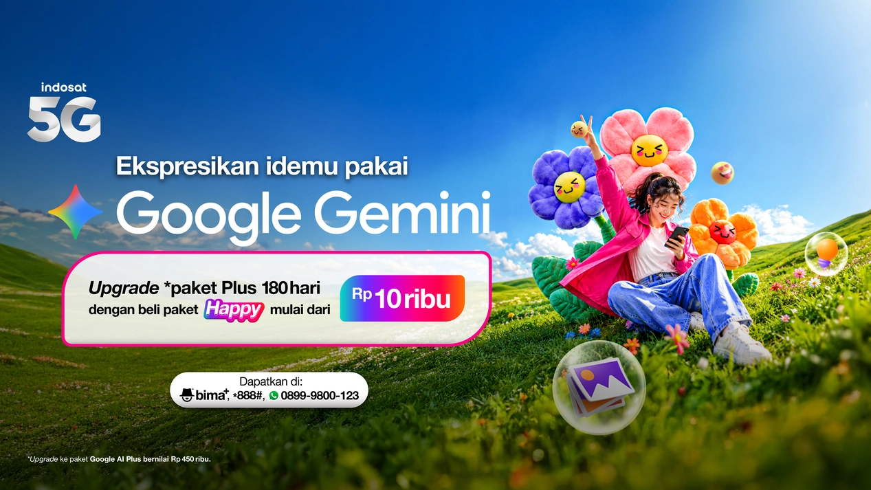 Tri Bagi Akses Google Gemini AI Plus 180 Hari Lewat Paket Data, Ini Cara Klaimnya di bima+
