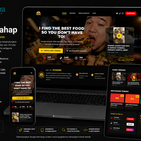 Portofolio website Food Influencer Platform Doyan Lahap hasil pengembangan Tokodigi