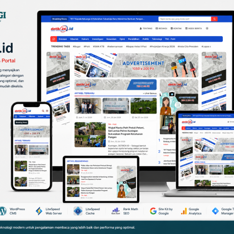 Portofolio website Multi-Category News Portal Detik24 hasil pengembangan Tokodigi