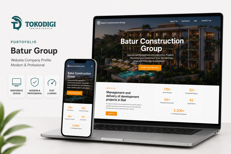 Portofolio website company profile Batur Group hasil pengembangan Tokodigi