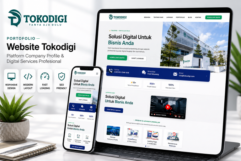 Portofolio website company profile Kanaexa Sinergy hasil pengembangan Tokodigi