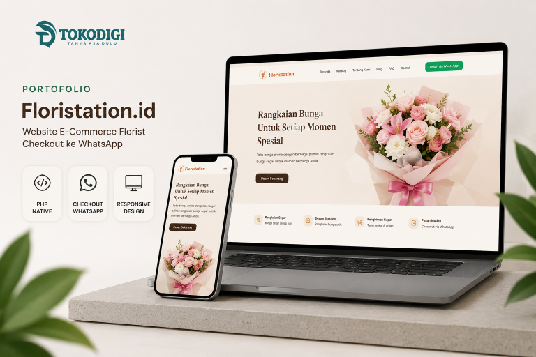 Portofolio website e-commerce Floristation hasil pengembangan Tokodigi