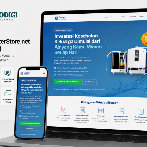 Portofolio website global e-commerce Kangen Water Store hasil pengembangan Tokodigi