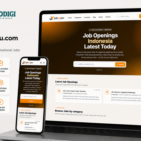 Portofolio website global job portal JobOnYou hasil pengembangan Tokodigi