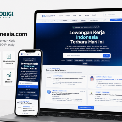 Portofolio website portal lowongan kerja Lowonganesia hasil pengembangan Tokodigi